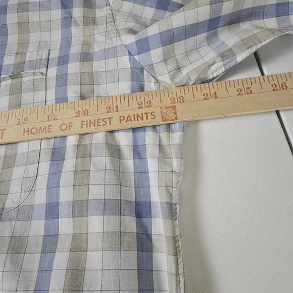 John W. Nordstrom Men's Blue Plaid Cotton Classic Causal Shirt Pocket Office M - Picture 6 of 12